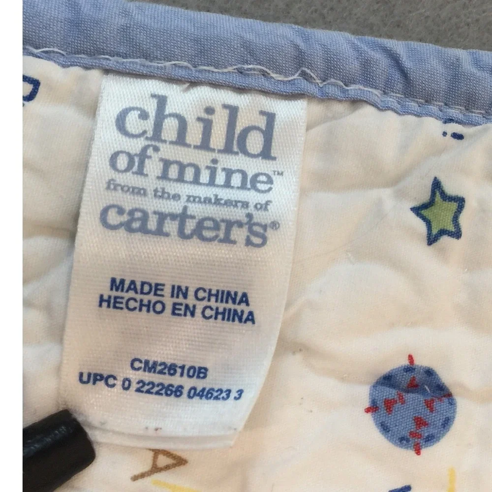 Carters Child of Mine Baby Quilt Blanket Blue Sports Puppy Patchwork Cotton